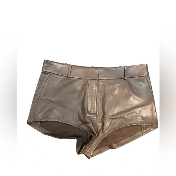 Lamarque Annaise Hot Shorts Lamb Leather High Waisted Sexy Edgy Classy Brown S
